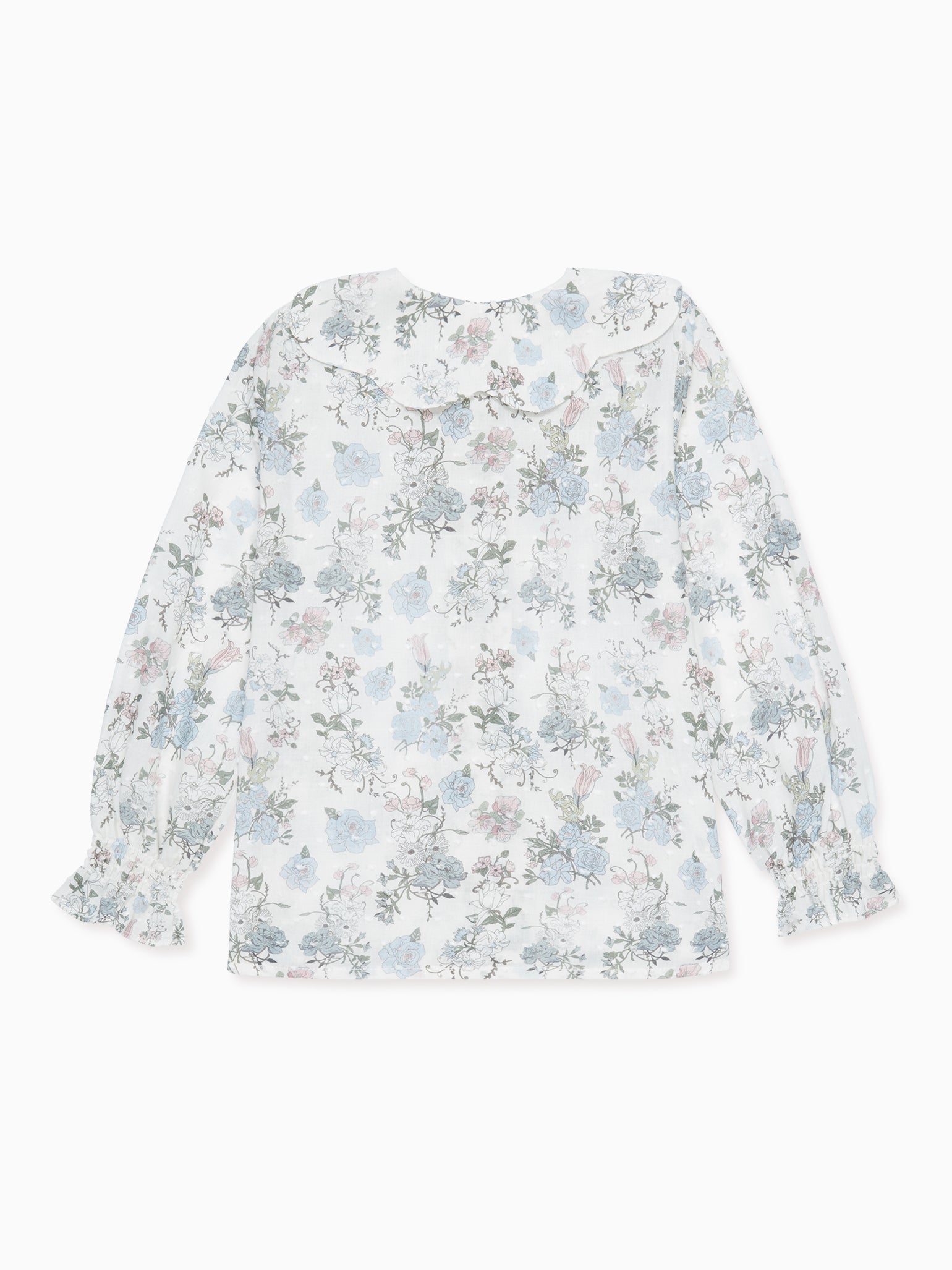 Blue Floral Carlotta Long Sleeve Baby Girl Shirt