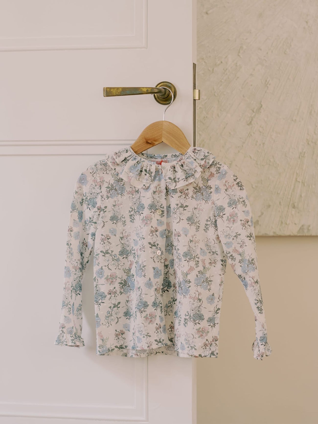 Blue Floral Carlotta Long Sleeve Baby Girl Shirt