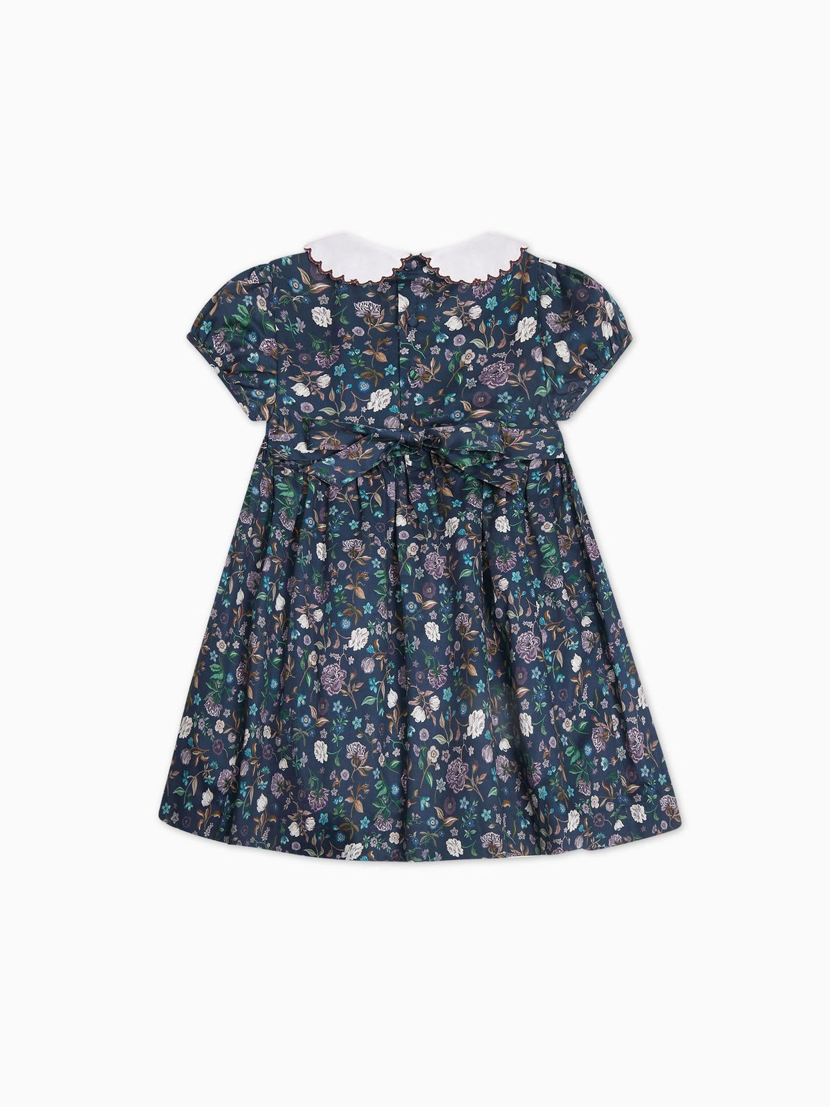 Navy Floral Carmen Girl Hand-Smocked Dress