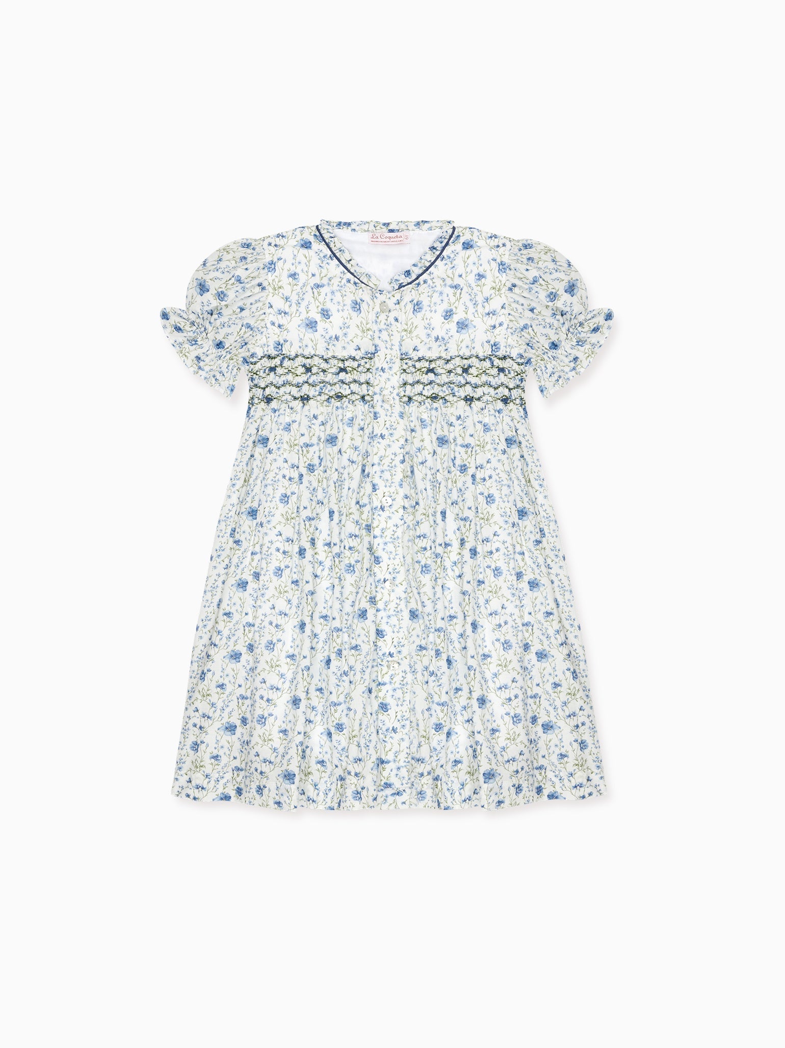 Blue Floral Casilda Girl Hand-Smocked Dress