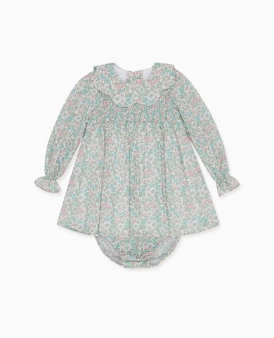 Aqua Floral Catalina Baby Girl Smock Set