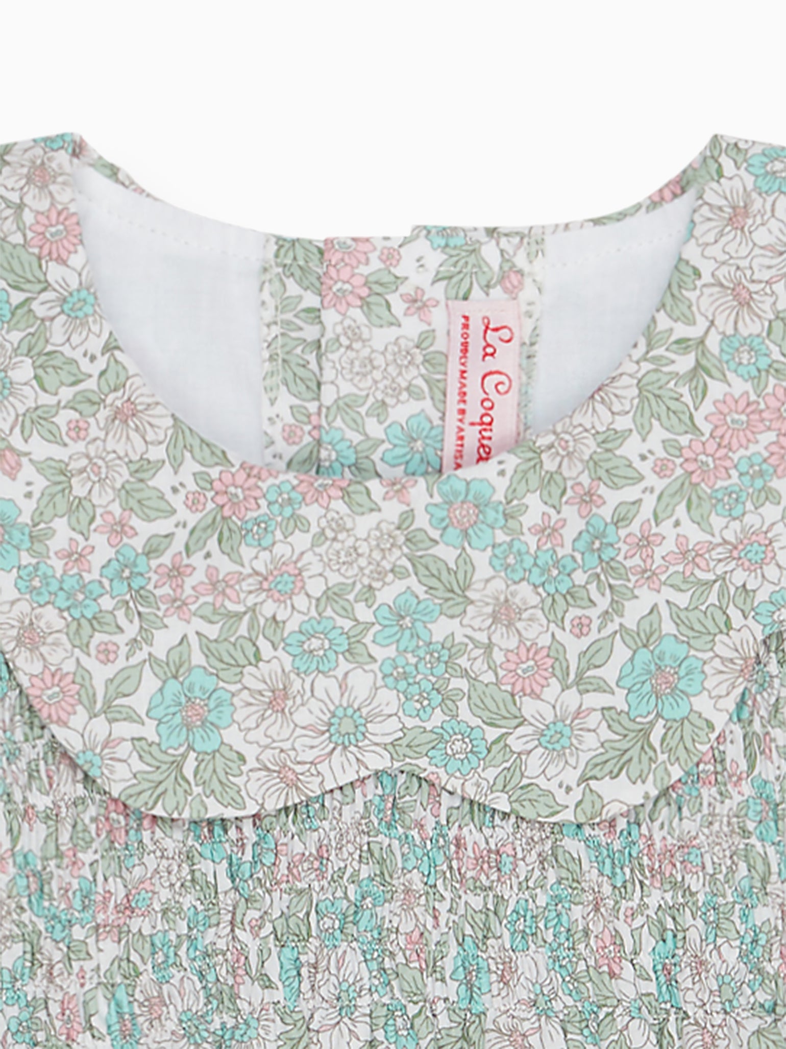 Aqua Floral Catalina Girl Smock Dress