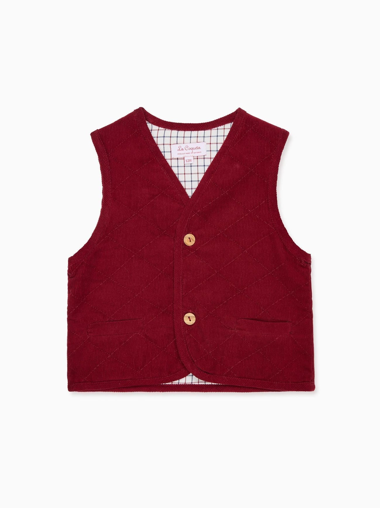 Burgundy Caza Corduroy Baby Sleeveless Jacket