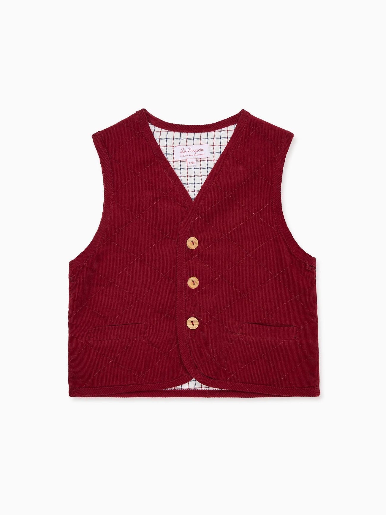 Burgundy Caza Corduroy Baby Sleeveless Jacket