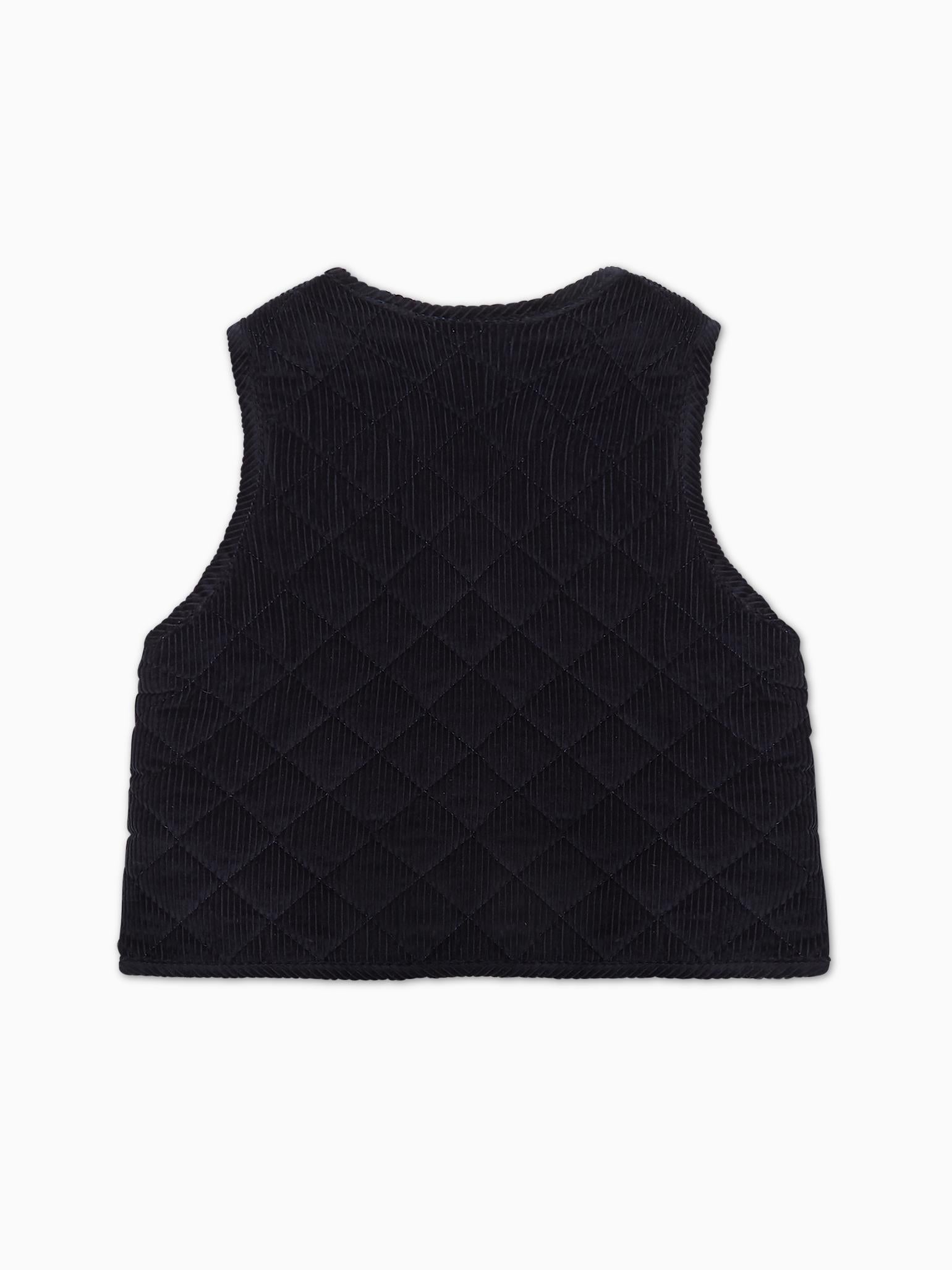 Navy Caza Corduroy Boy Sleeveless Jacket