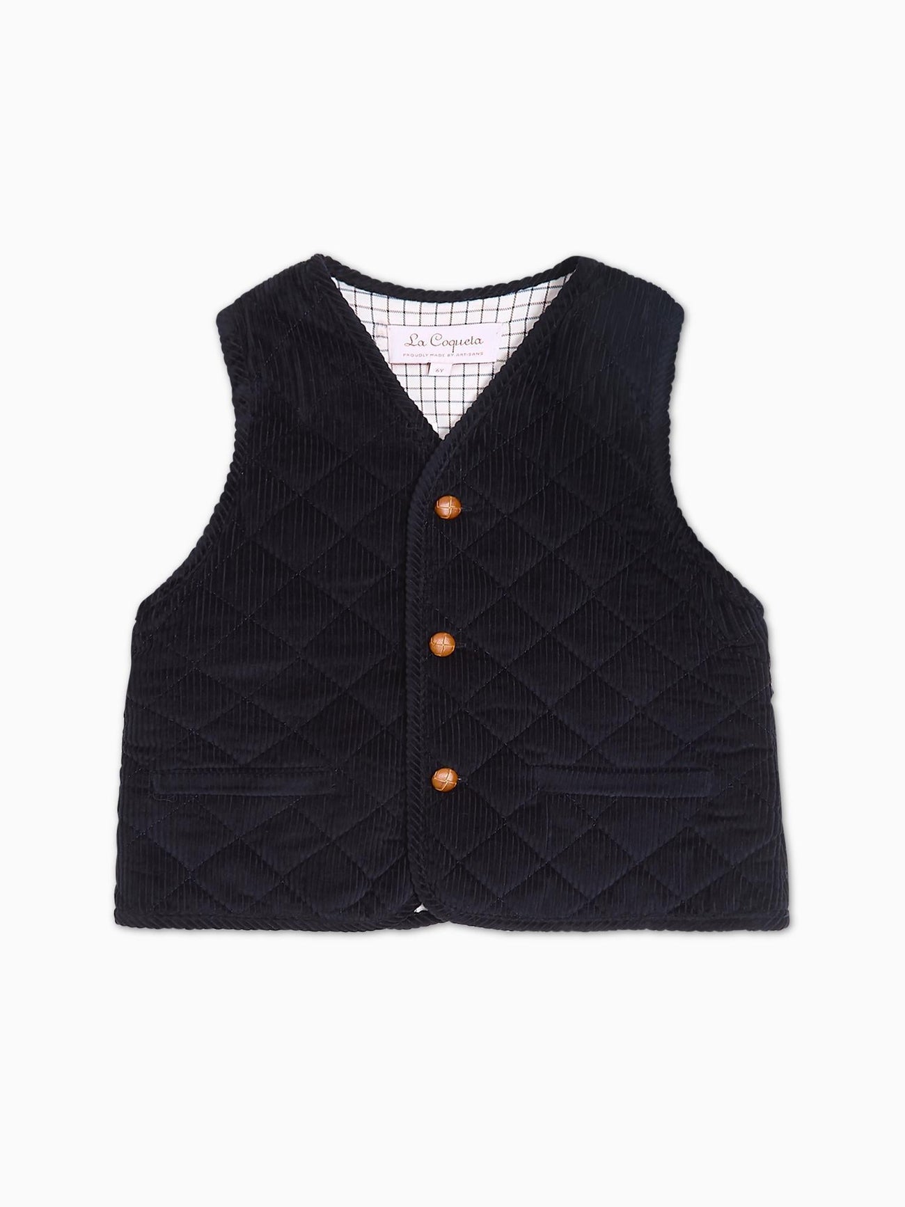 Navy Caza Corduroy Boy Sleeveless Jacket