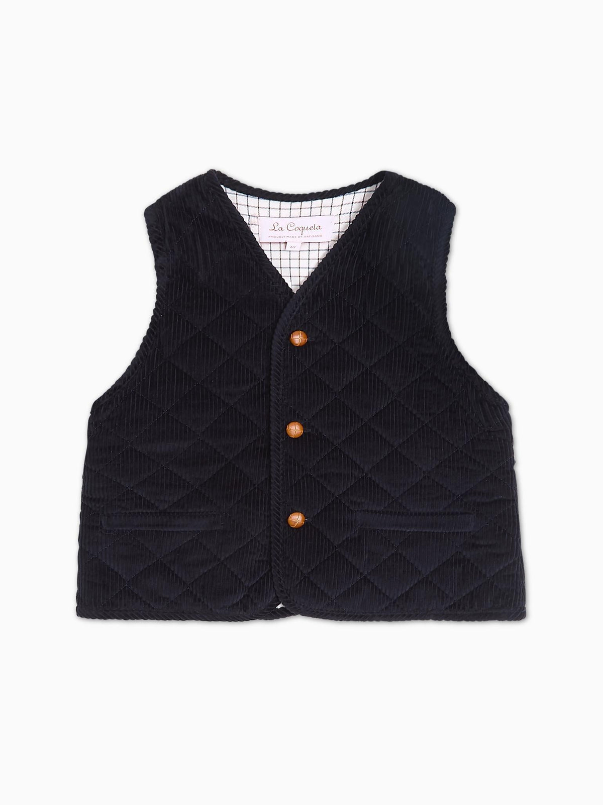 Navy Caza Corduroy Boy Sleeveless Jacket