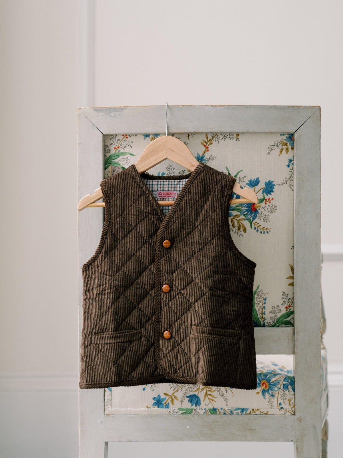 Brown Caza Corduroy Boy Sleeveless Jacket