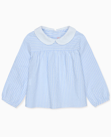 Blue Stripe Chiara Long Sleeve Baby Shirt