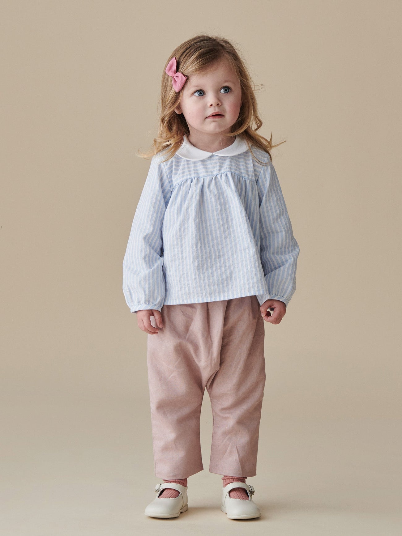 Blue Stripe Chiara Long Sleeve Baby Shirt
