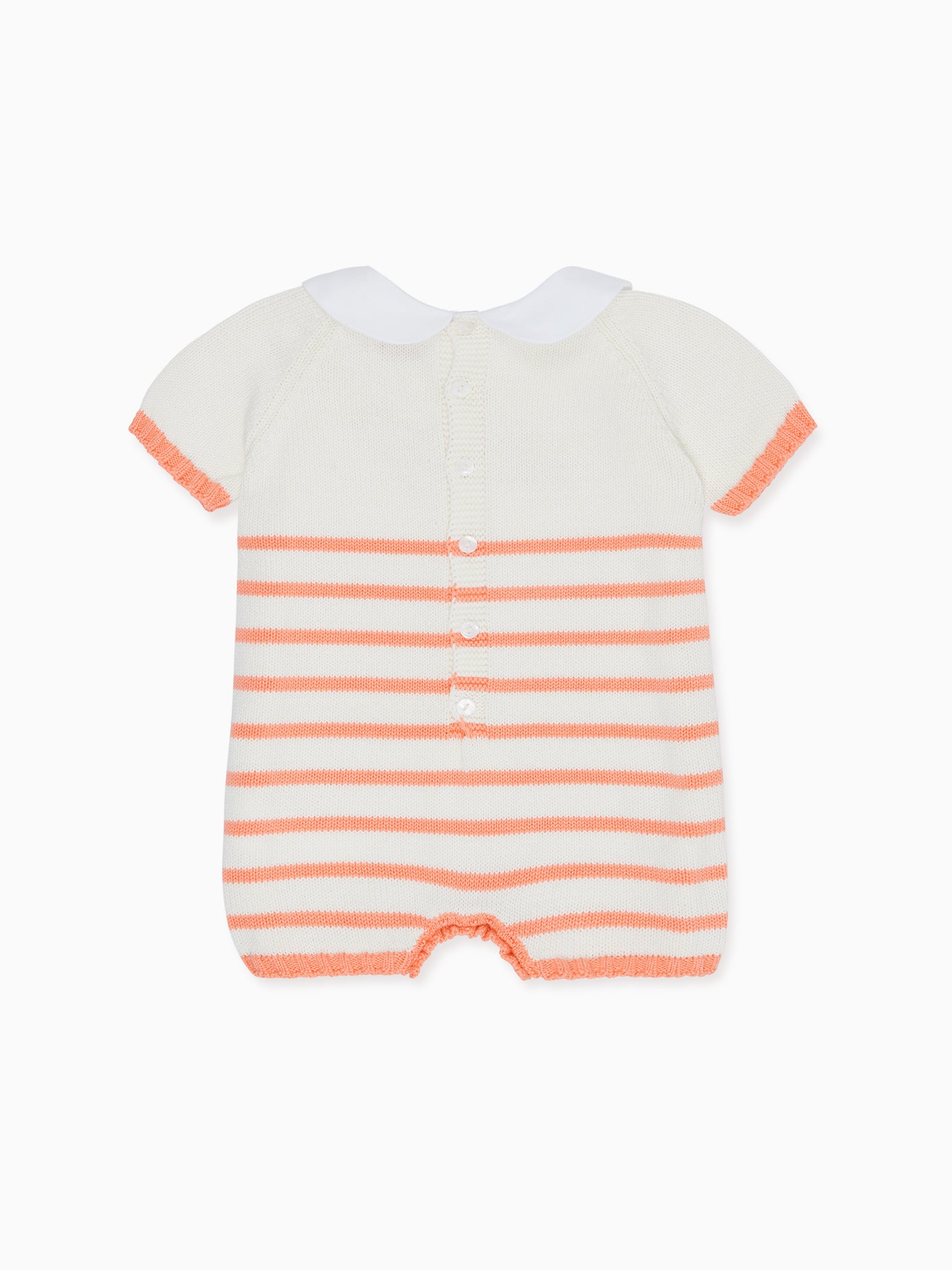 Coral Stripe Clavel Cotton Turtle Baby Knitted Playsuit