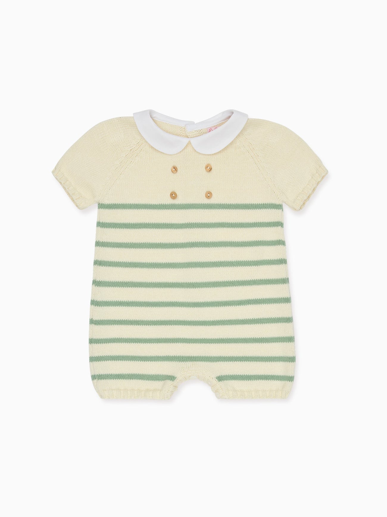 Sage Stripe Clavel Cotton Baby Knitted Playsuit