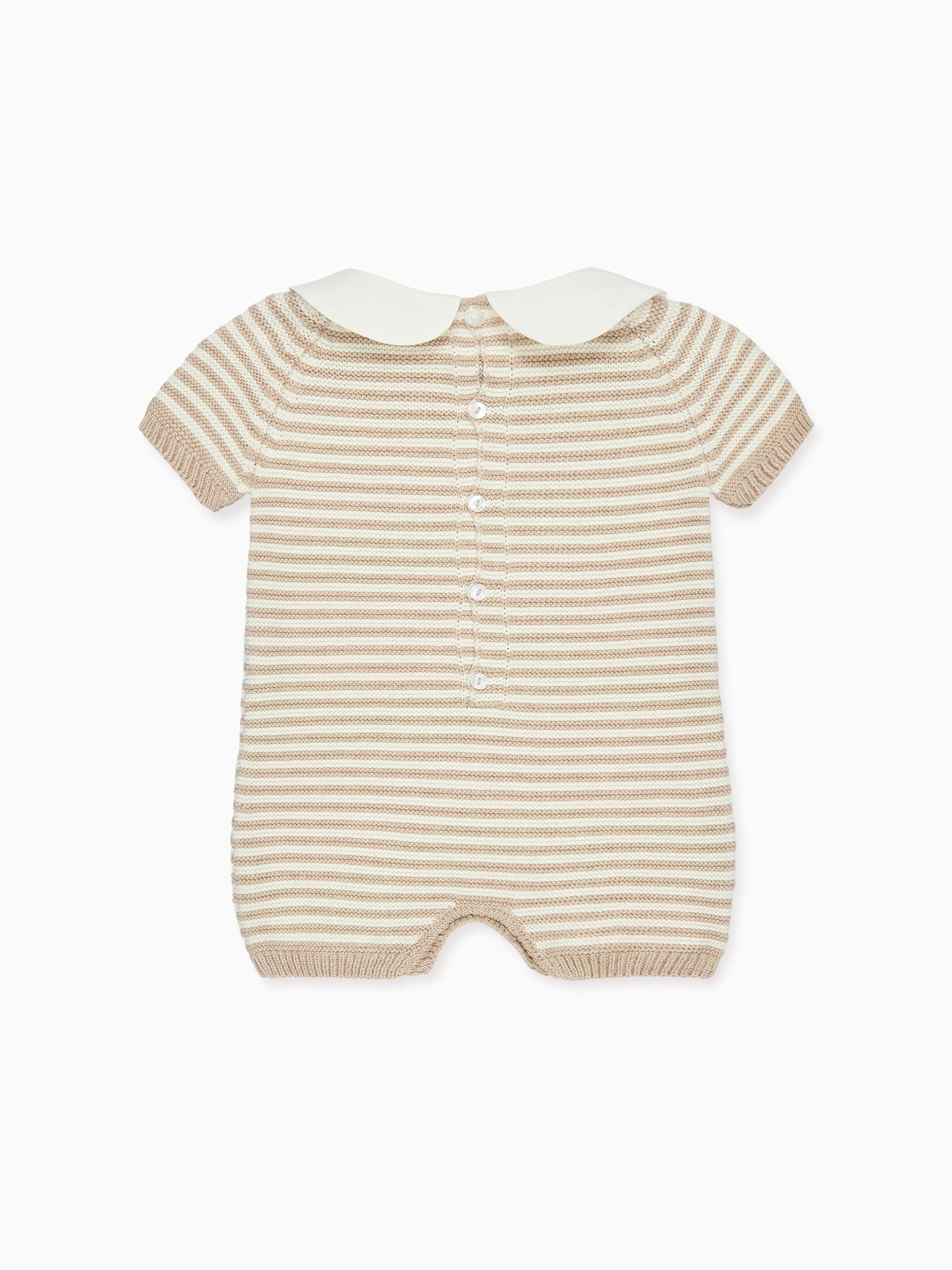 Taupe Stripe Clavel Cotton Baby Knitted Playsuit