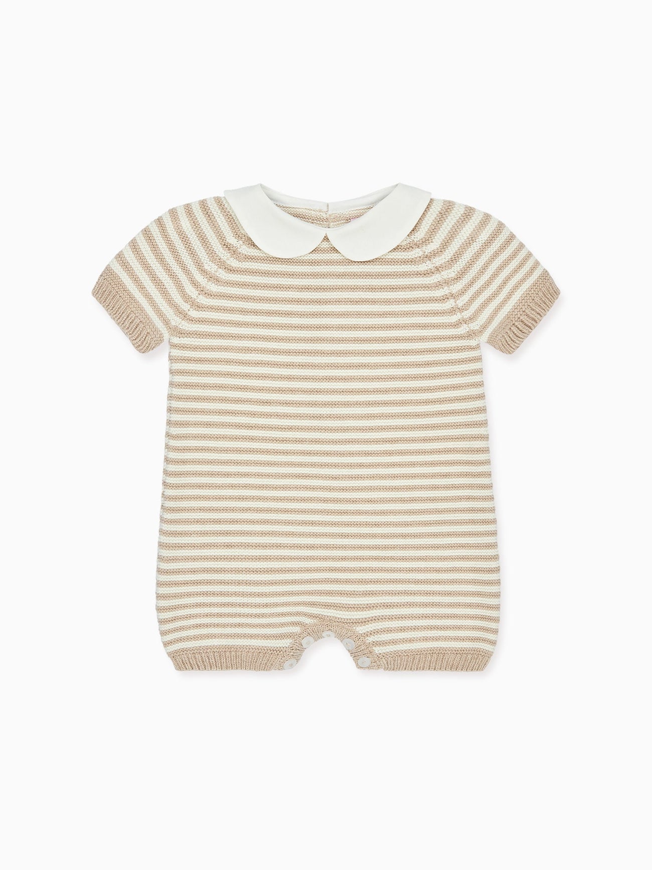 Taupe Stripe Clavel Cotton Baby Knitted Playsuit