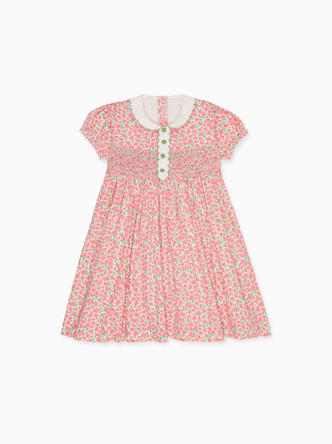 Red Floral Coco Girl Hand-Smocked Dress