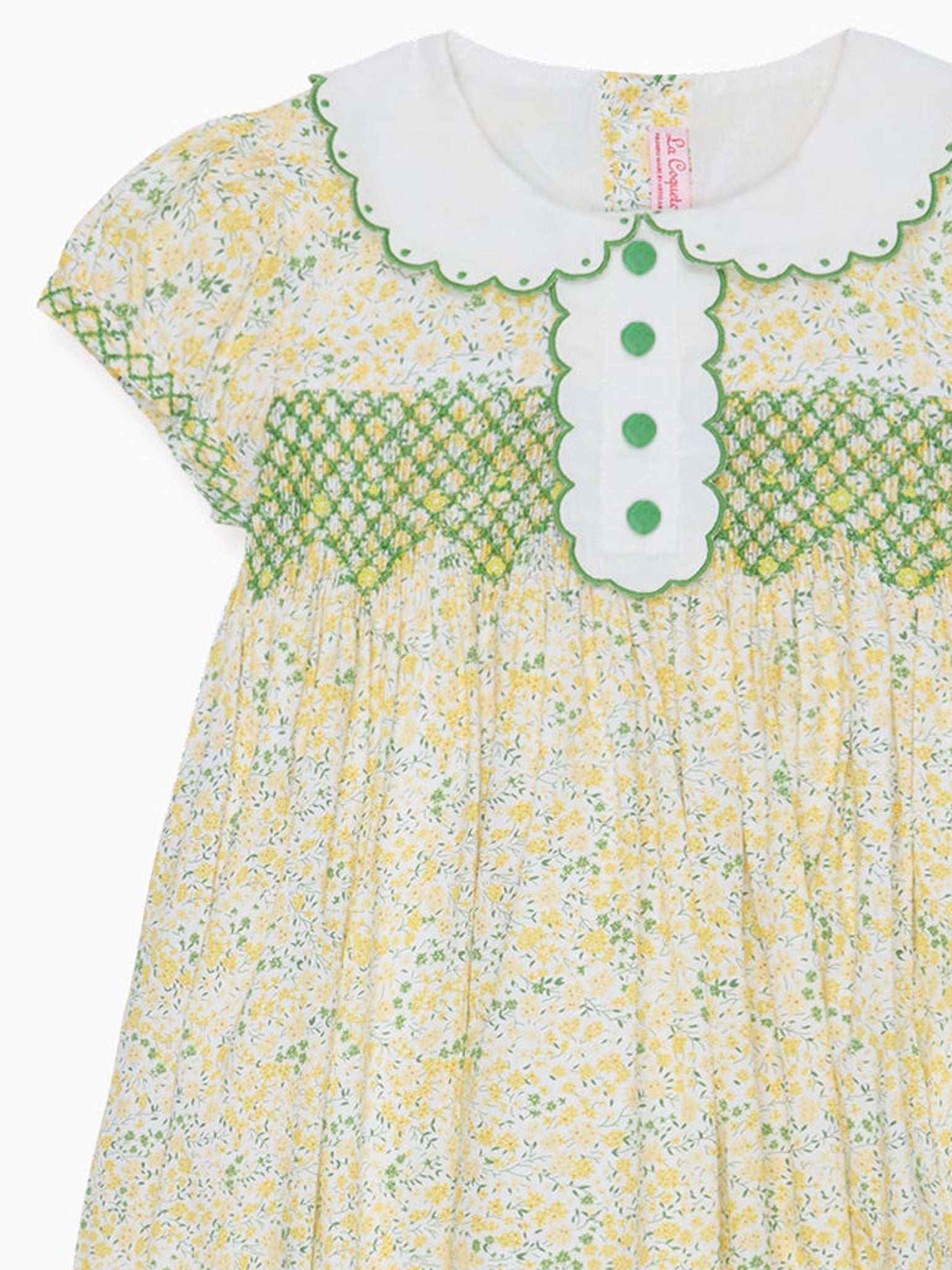 Yellow Floral Coco Girl Hand-Smocked Dress