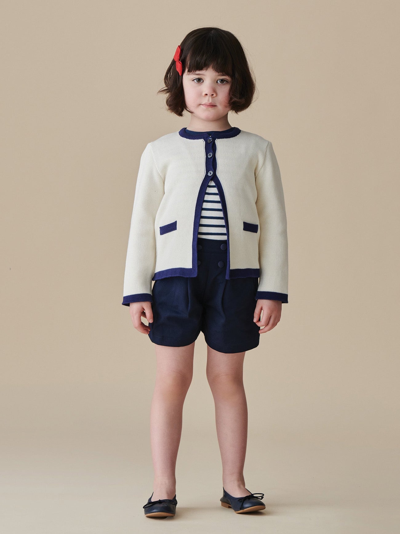 Navy Ofelia Cotton Girl Shorts