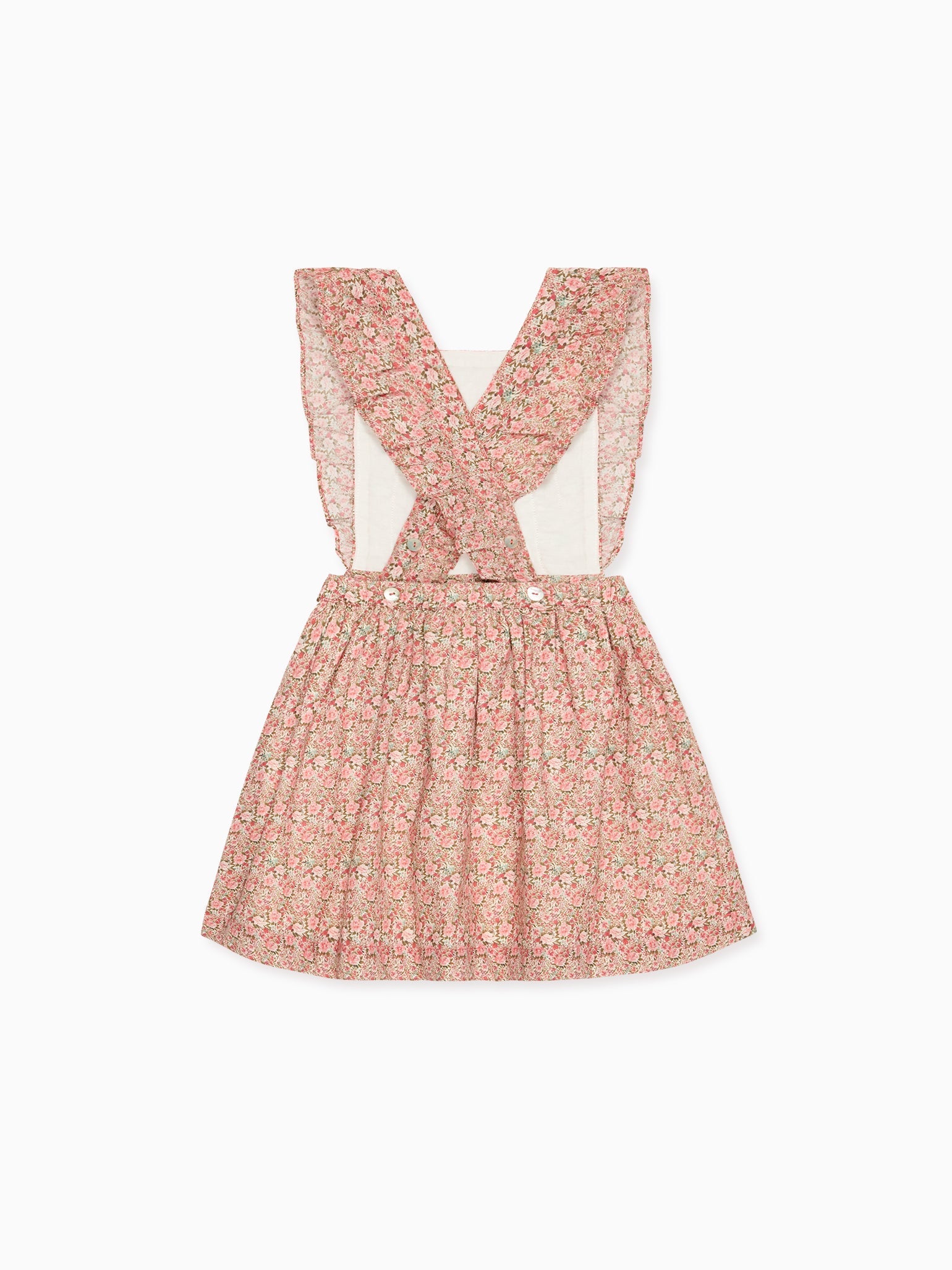 Coral Floral Cora Girl Pinafore Skirt