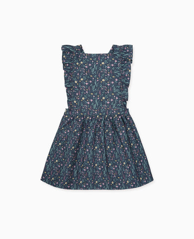 Navy Floral Cora Girl Pinafore Skirt