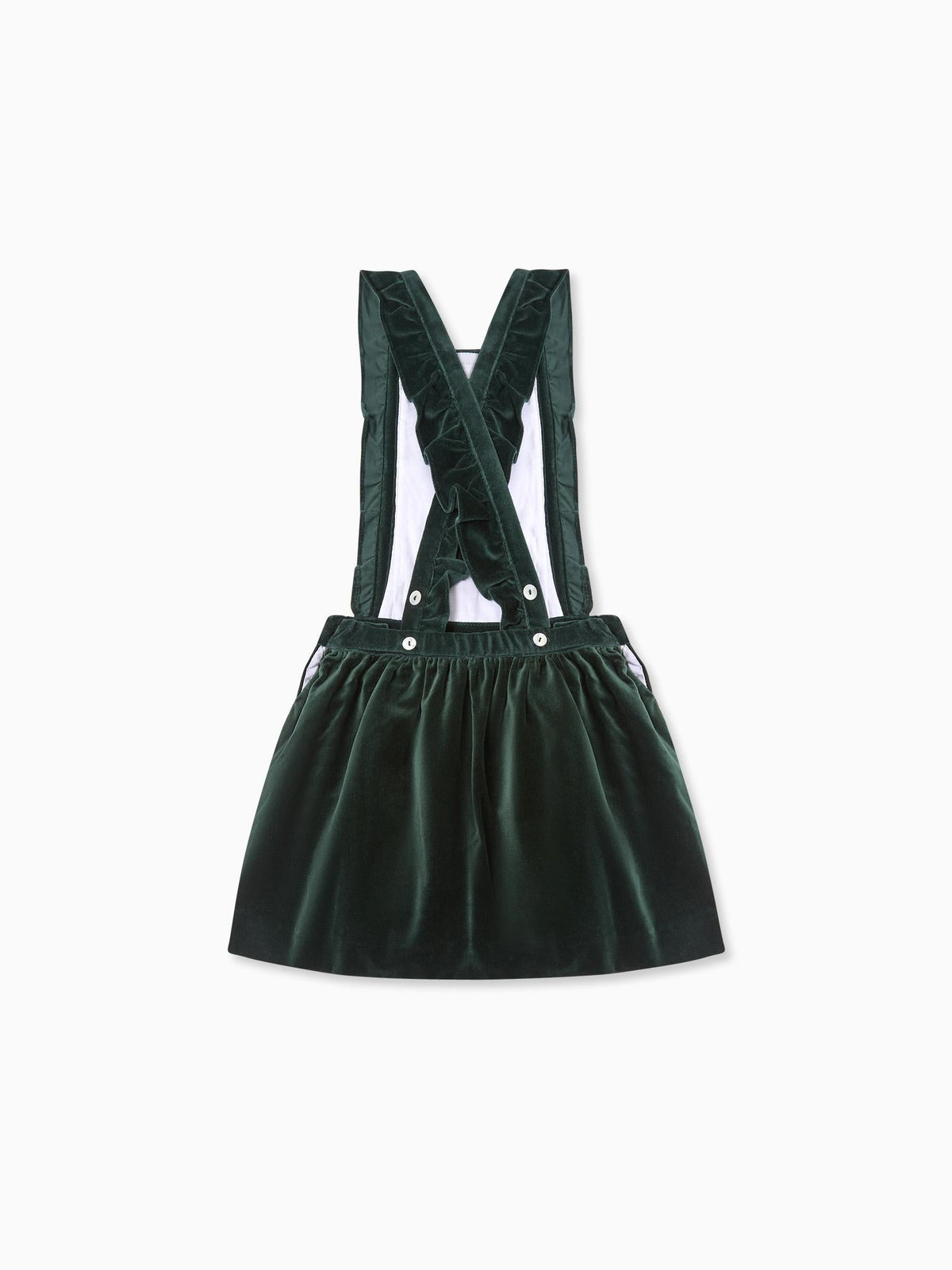 Dark Green Cora Velvet Girl Pinafore Skirt