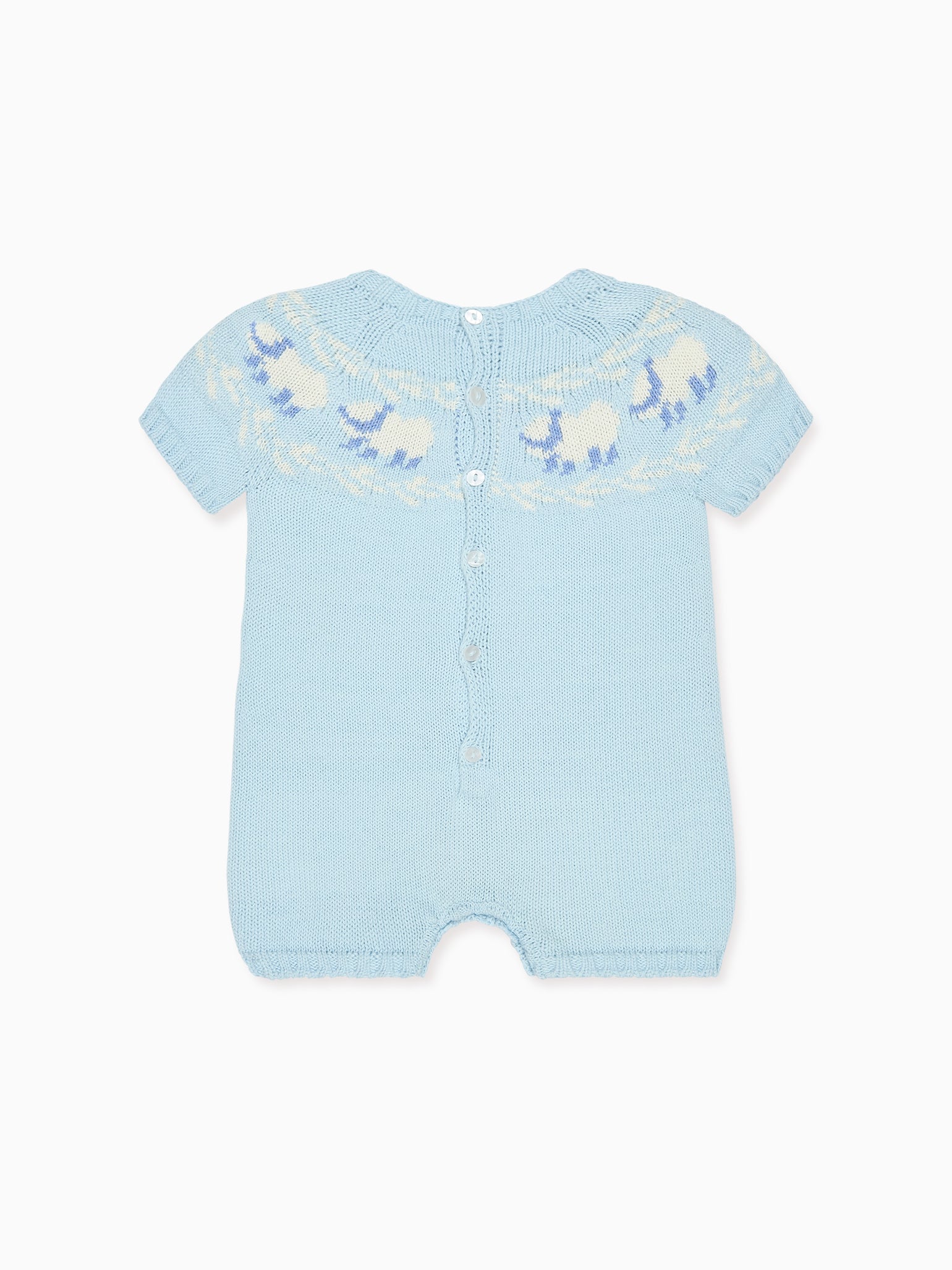 Dusty Blue Cordero Cotton Baby Knitted Playsuit