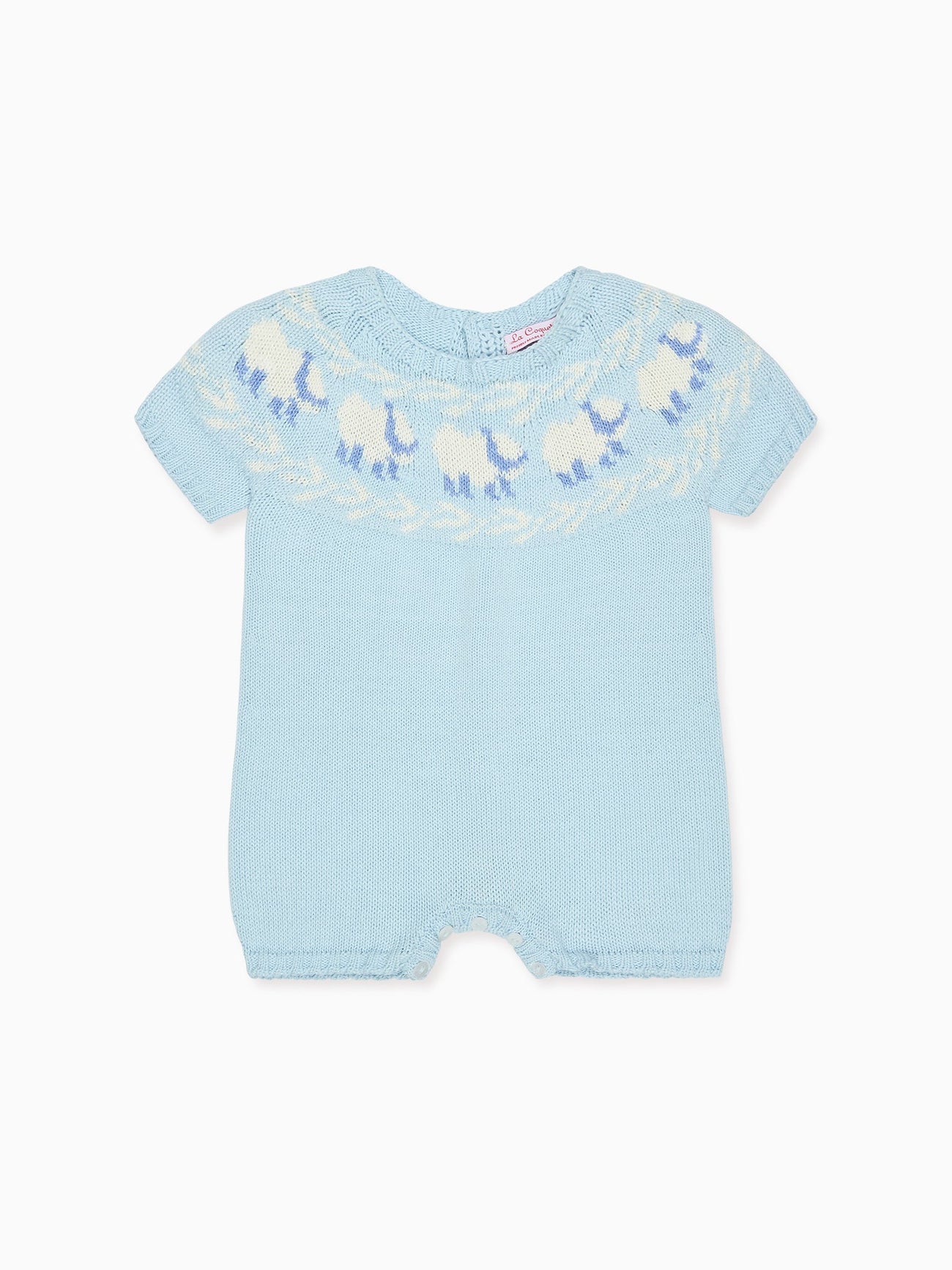 Dusty Blue Cordero Cotton Baby Knitted Playsuit