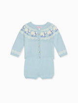 Light Blue Cordero Cotton Baby Knitted Set