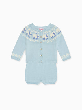 Light Blue Cordero Cotton Baby Knitted Set