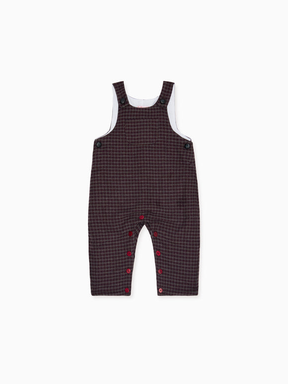 Burgundy Check Coroza Baby Dungarees