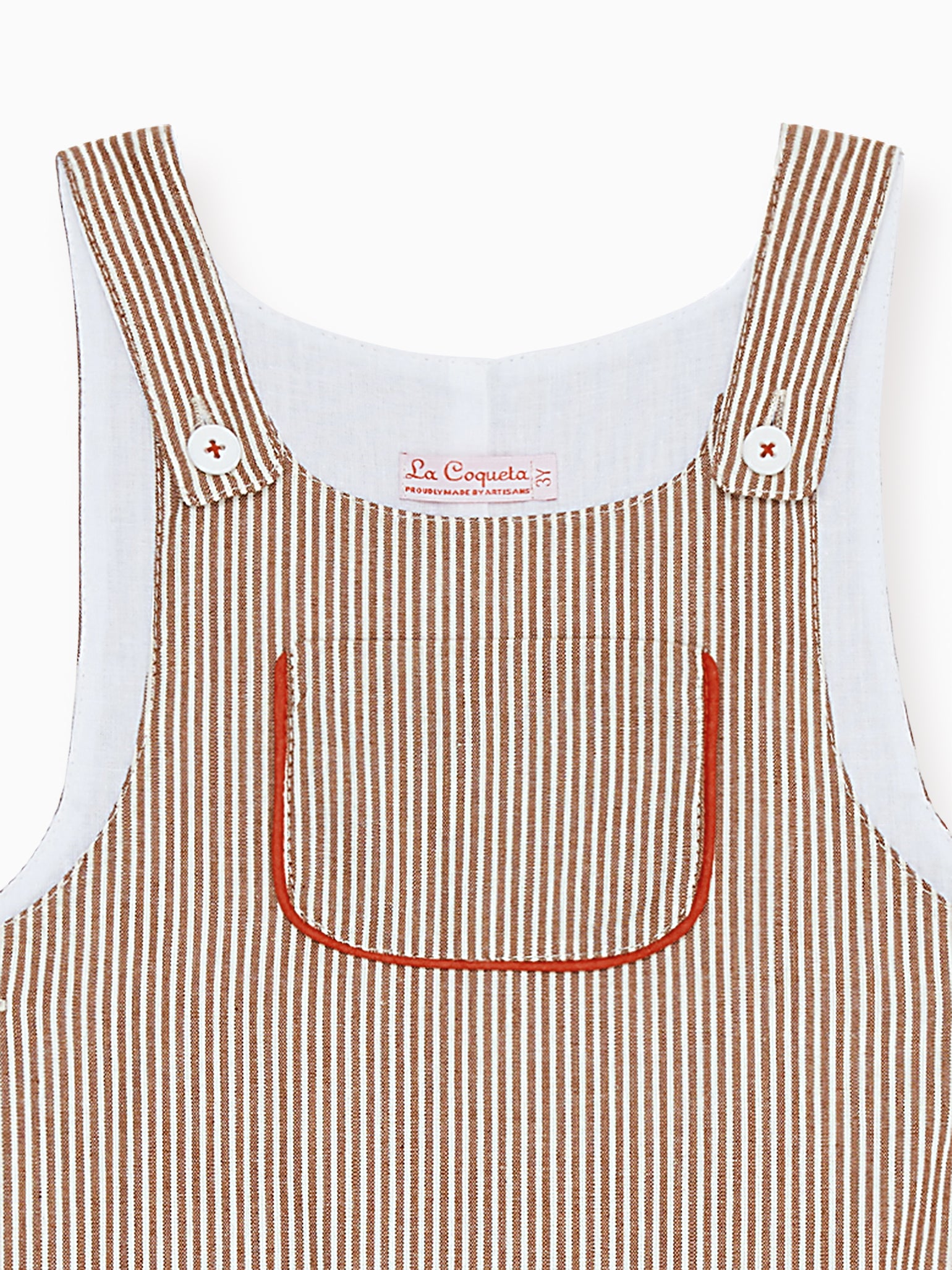 Camel Stripe Coroza Cotton Baby Dungarees