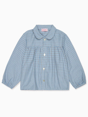 Dusty Blue Check Dante Long Sleeve Baby Shirt
