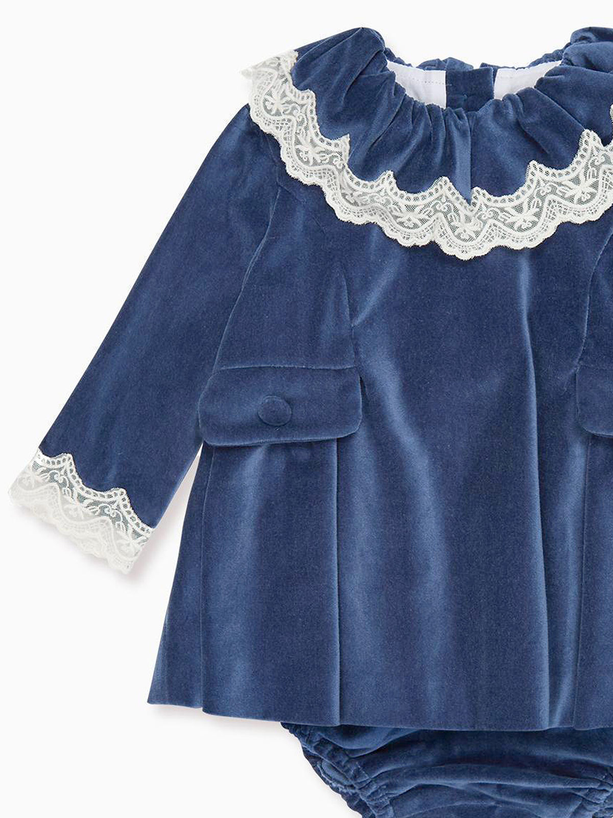 Blue Daroca Velvet Baby Girl Set