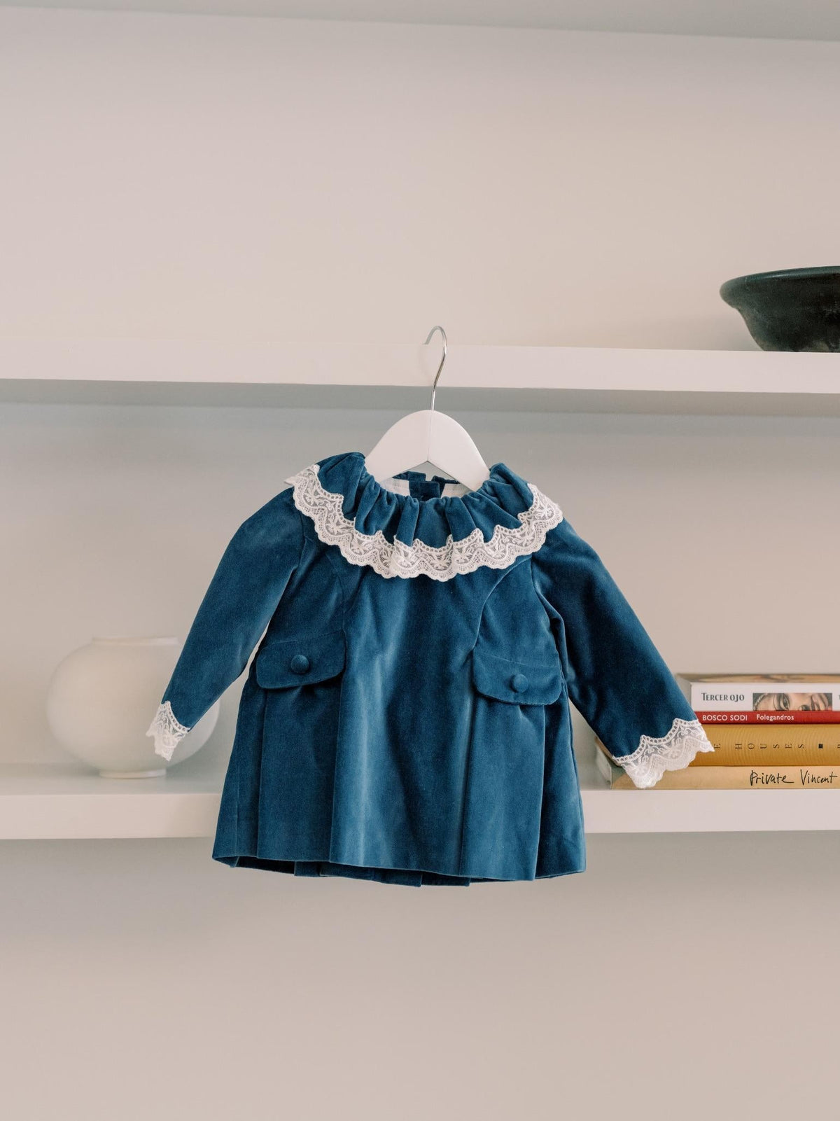 Blue Daroca Velvet Baby Girl Set
