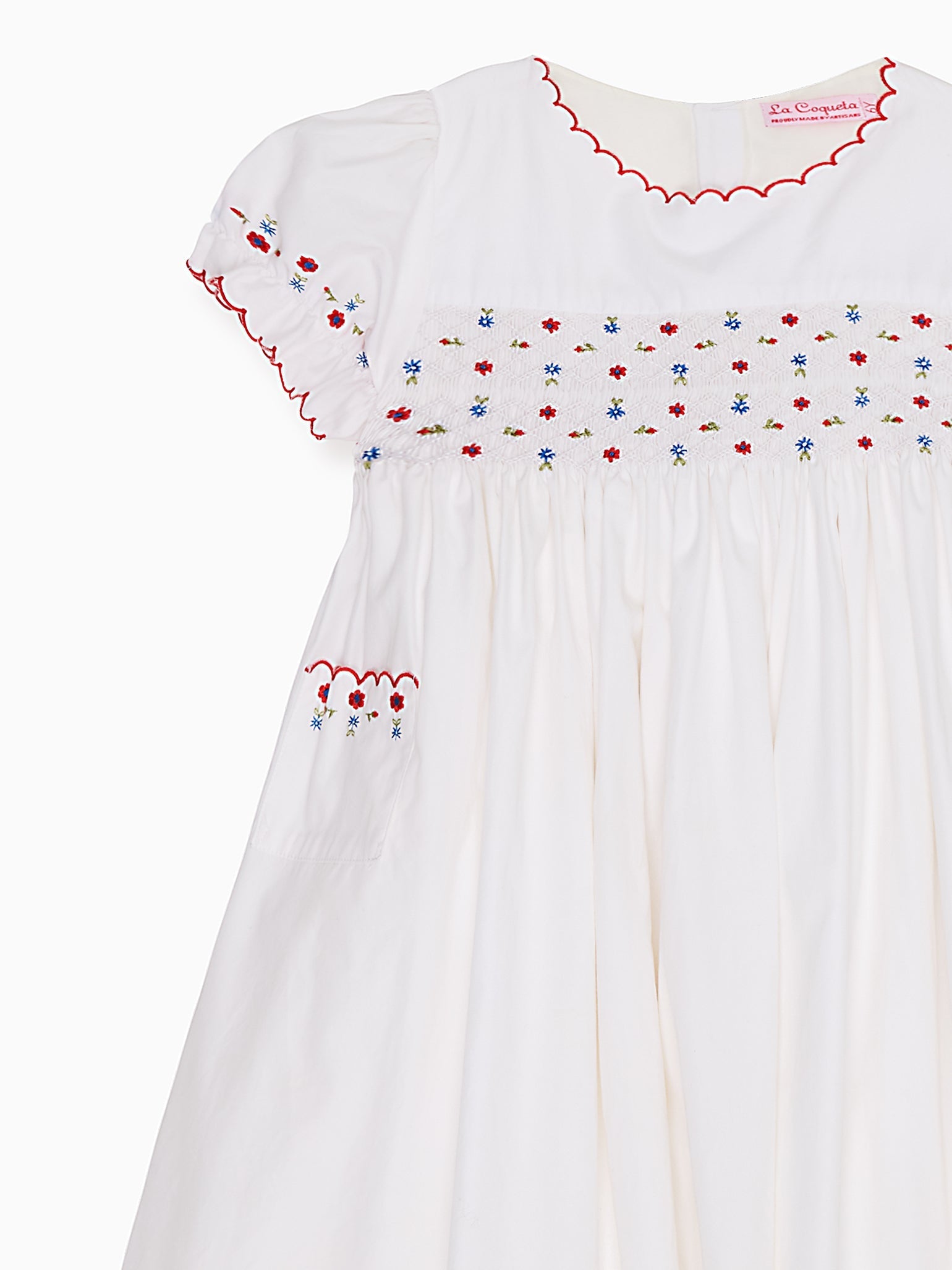 White Delilah Hand-Smocked Girl Dress
