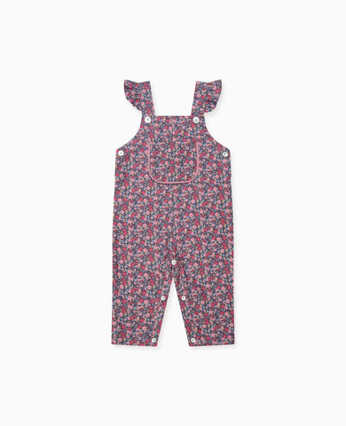 Navy Floral Delphina Baby Girl Dungarees