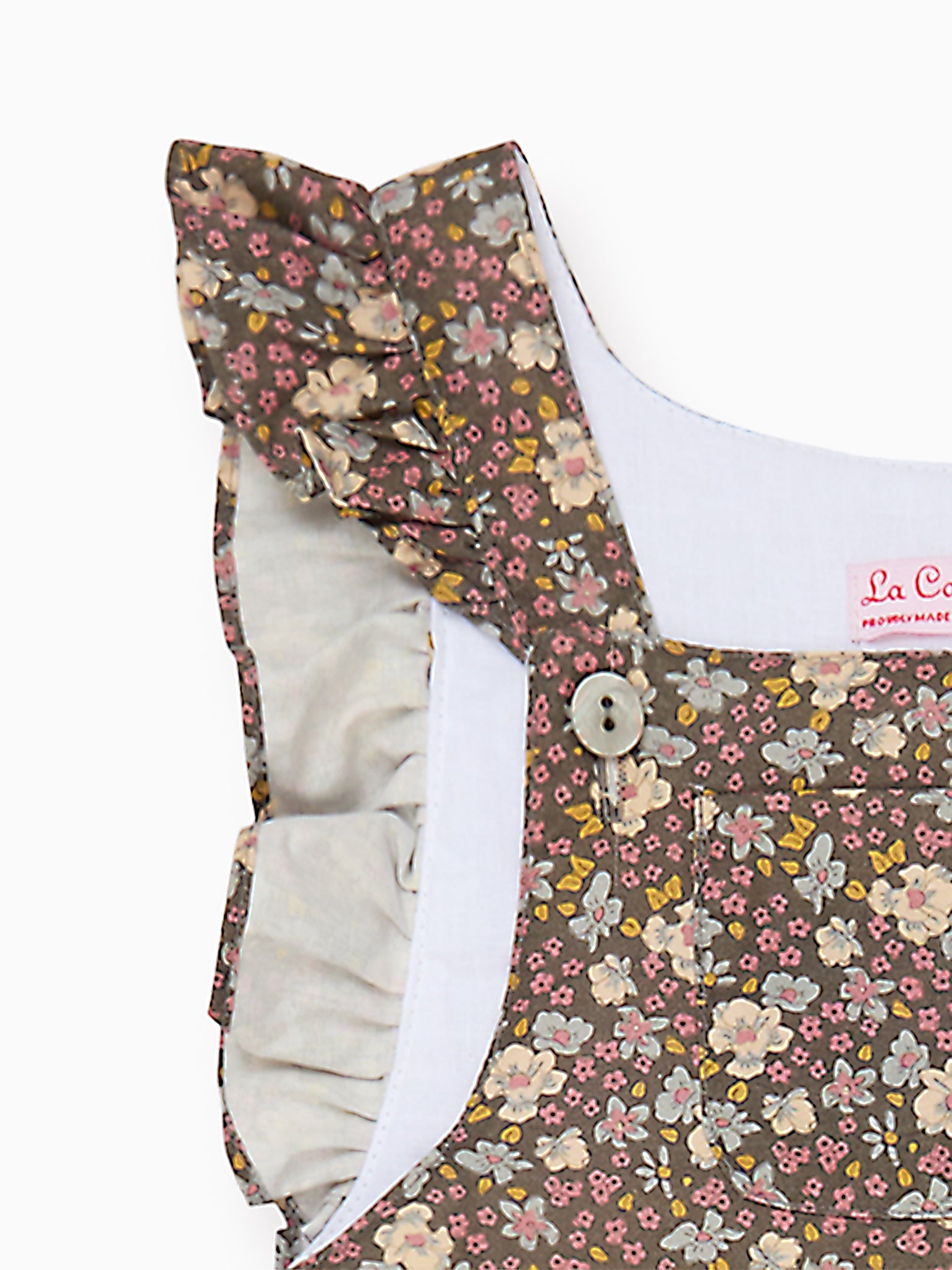 Brown Floral Delphina Baby Girl Dungarees