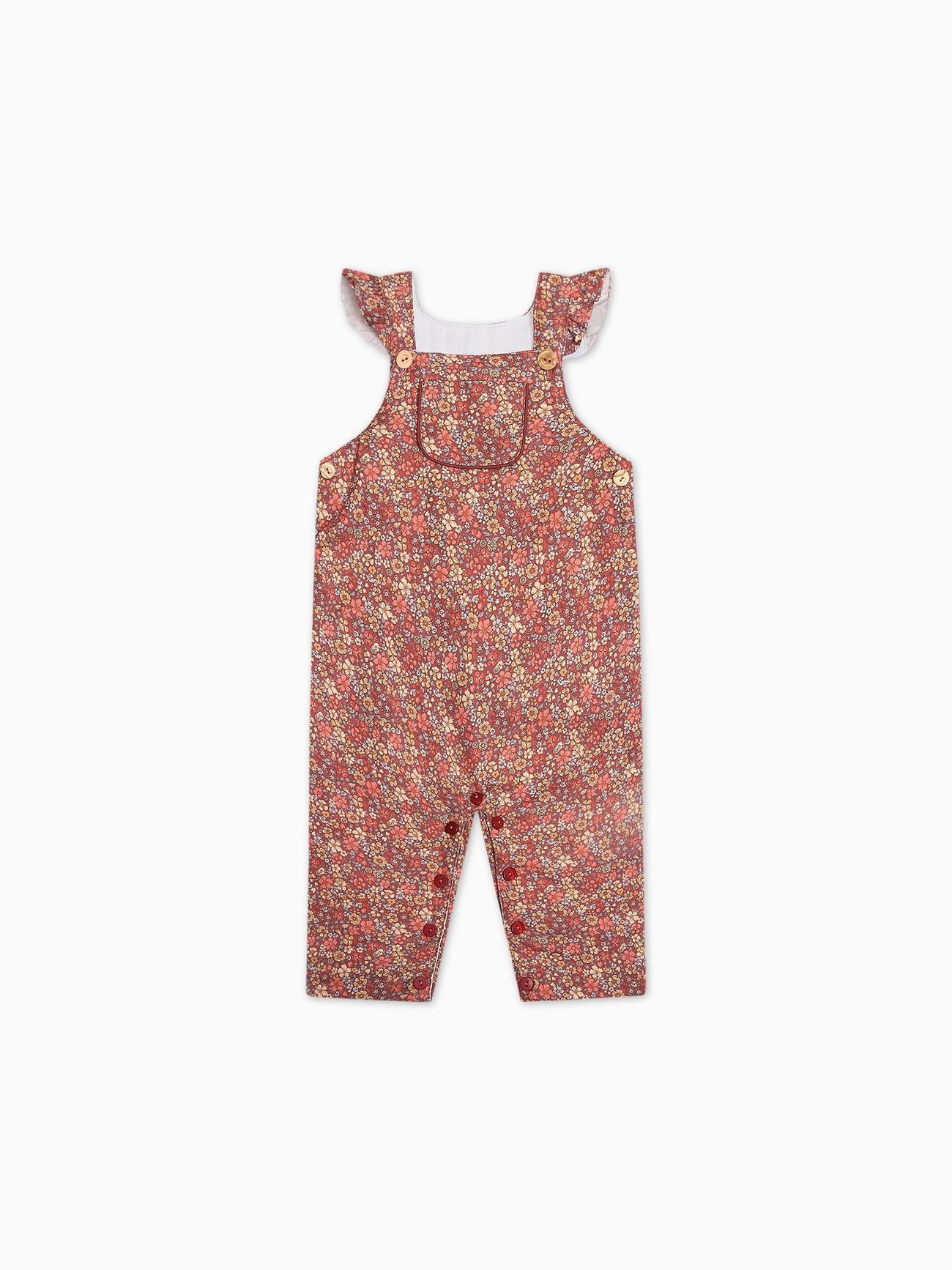 Terracotta Floral Delphina Baby Girl Dungarees