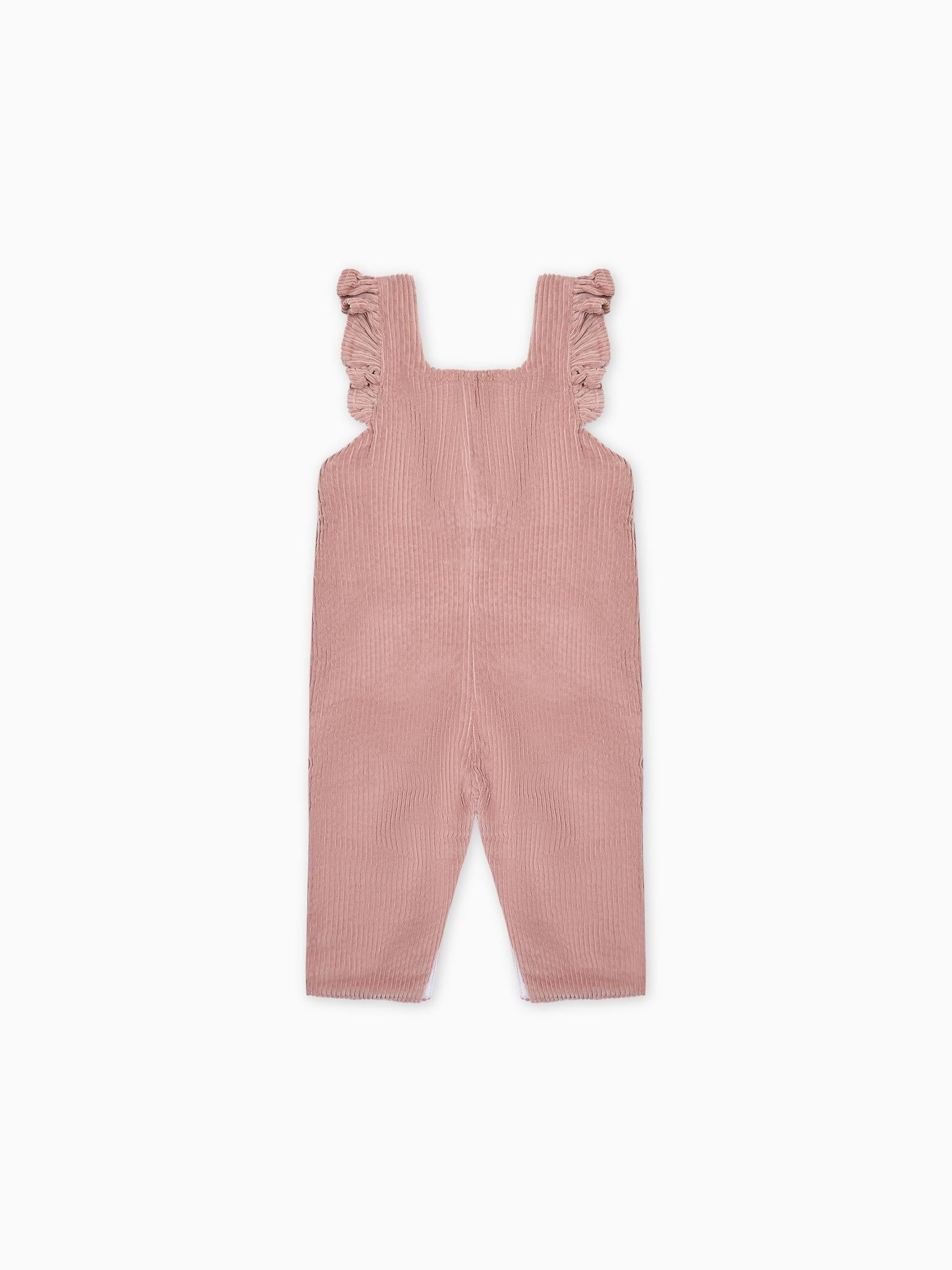 Dusty Pink Delphina Corduroy Baby Girl Dungarees