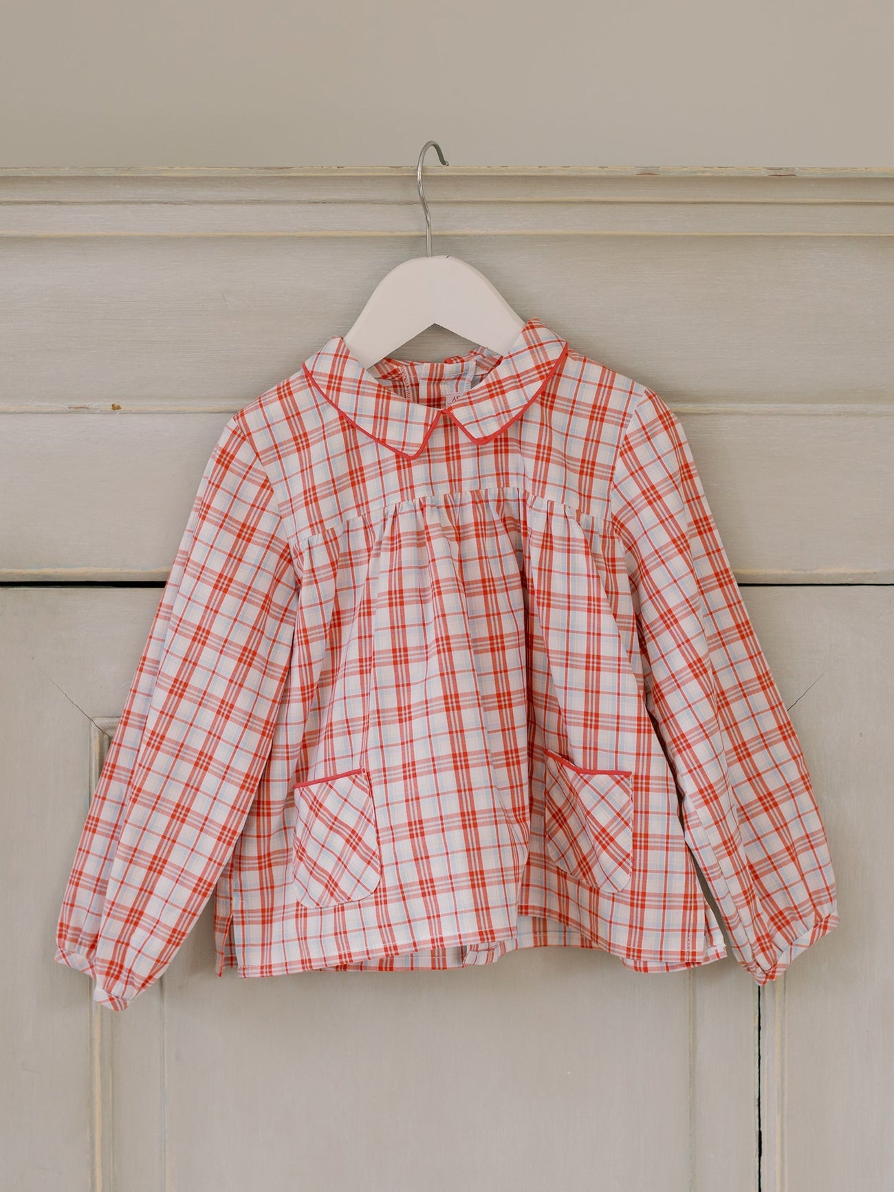 Red Check Devina Long Sleeve Baby Shirt