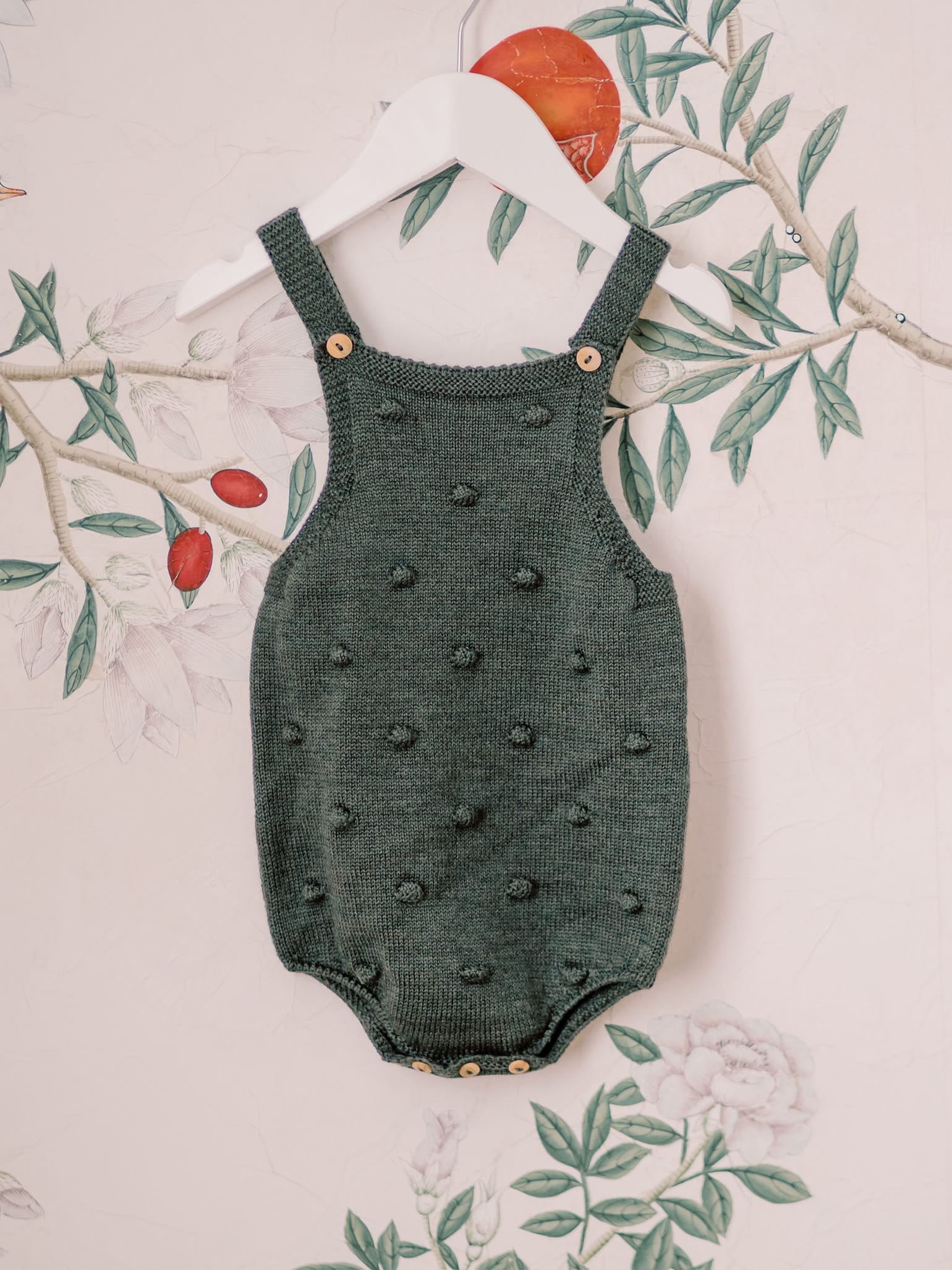 Olive Green Dima Merino Baby Dungarees