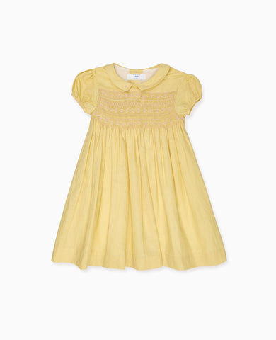Nicky Hilton x La Coqueta Lemon Dolly Girl Hand-Smocked Dress