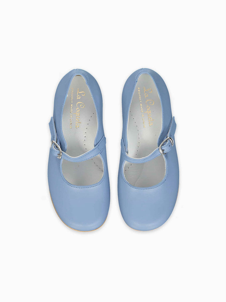 Dusty Blue Leather Girl Mary Jane Shoes