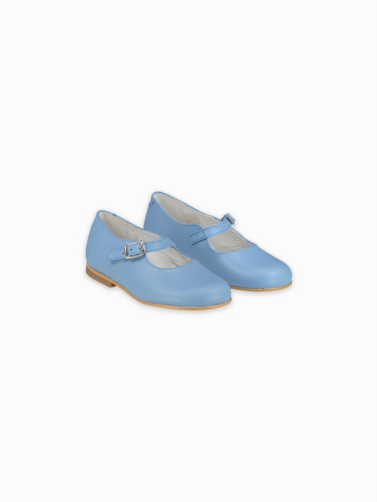 Dusty Blue Leather Girl Mary Jane Shoes