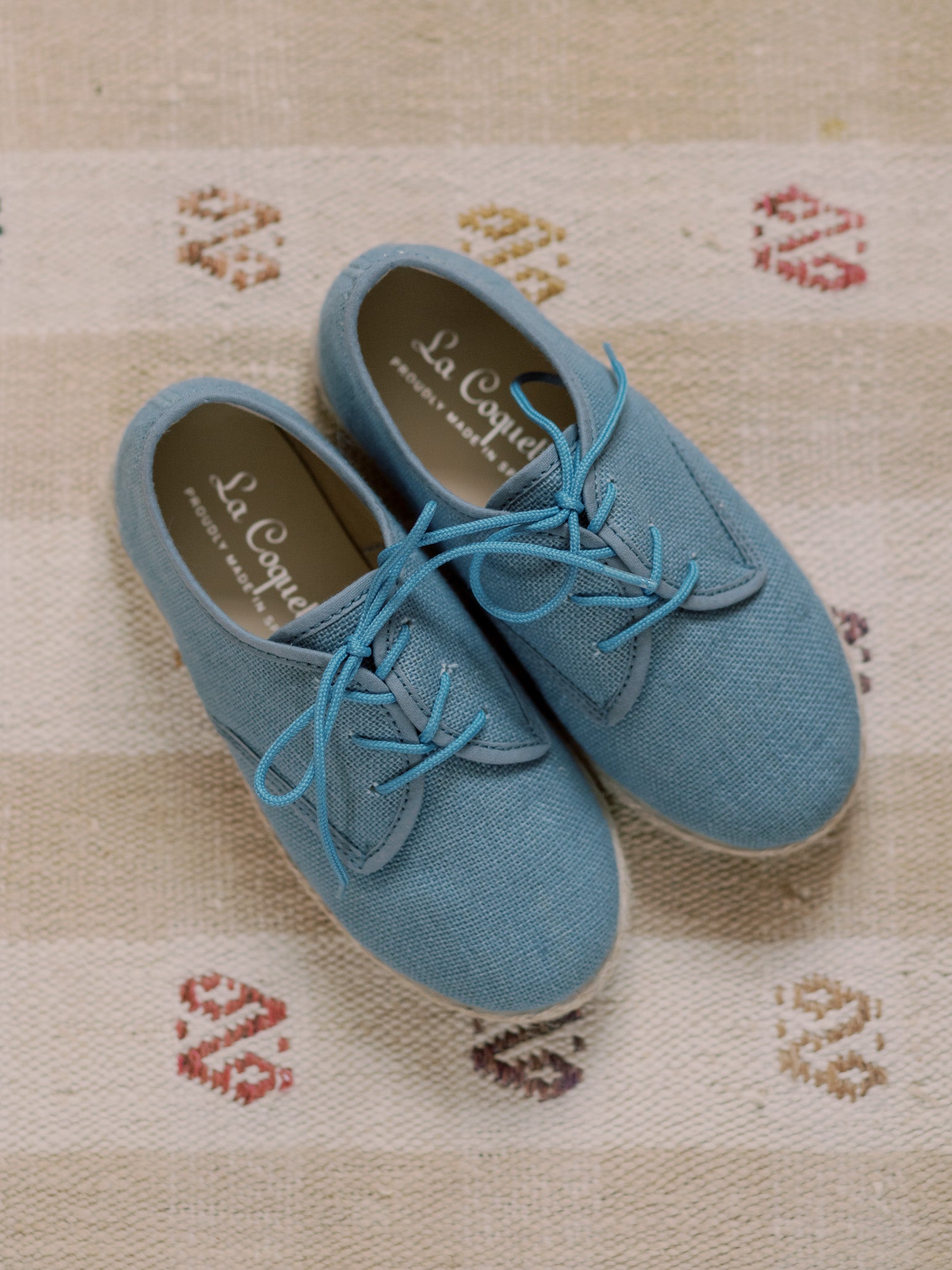 Dusty Blue Rowan Canvas Boy Lace Up Espadrille