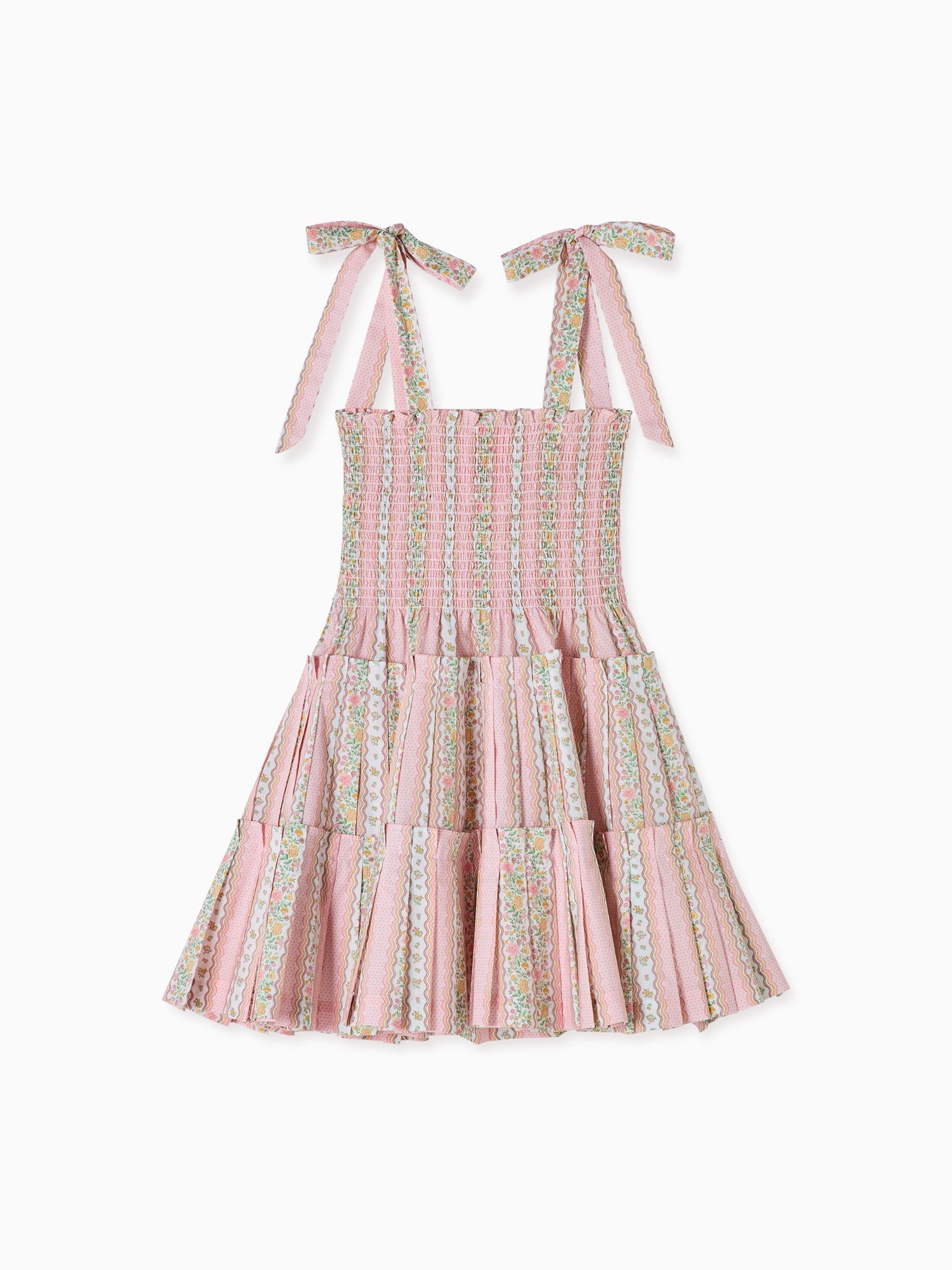 Hill House Home X La Coqueta Pink Floral Stripe Ribbon Charlotte Nap Dress