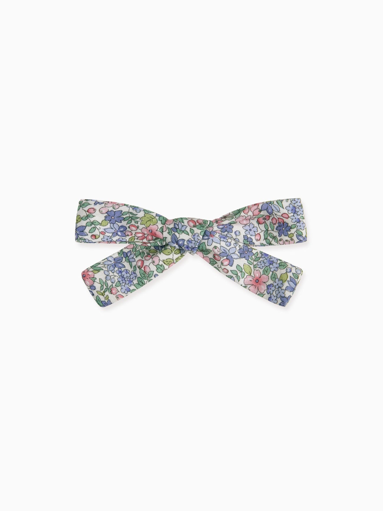 Light Blue Floral Girl Soft Ribbon Bow Clip