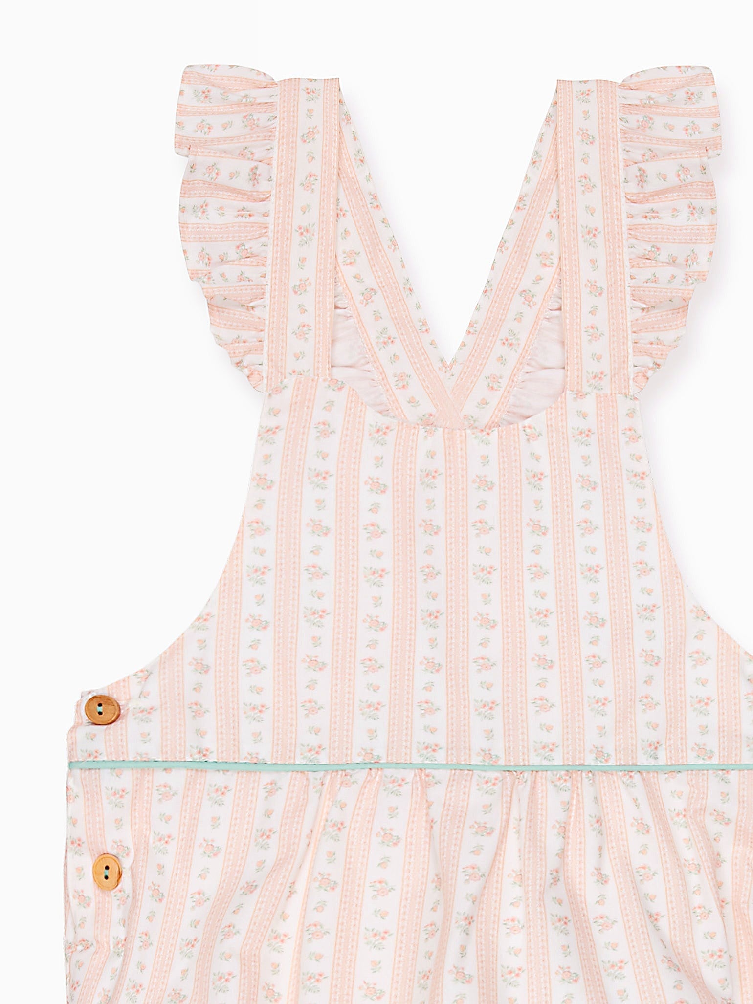 Pink Floral Stripe Ronita Baby Girl Romper Dungarees