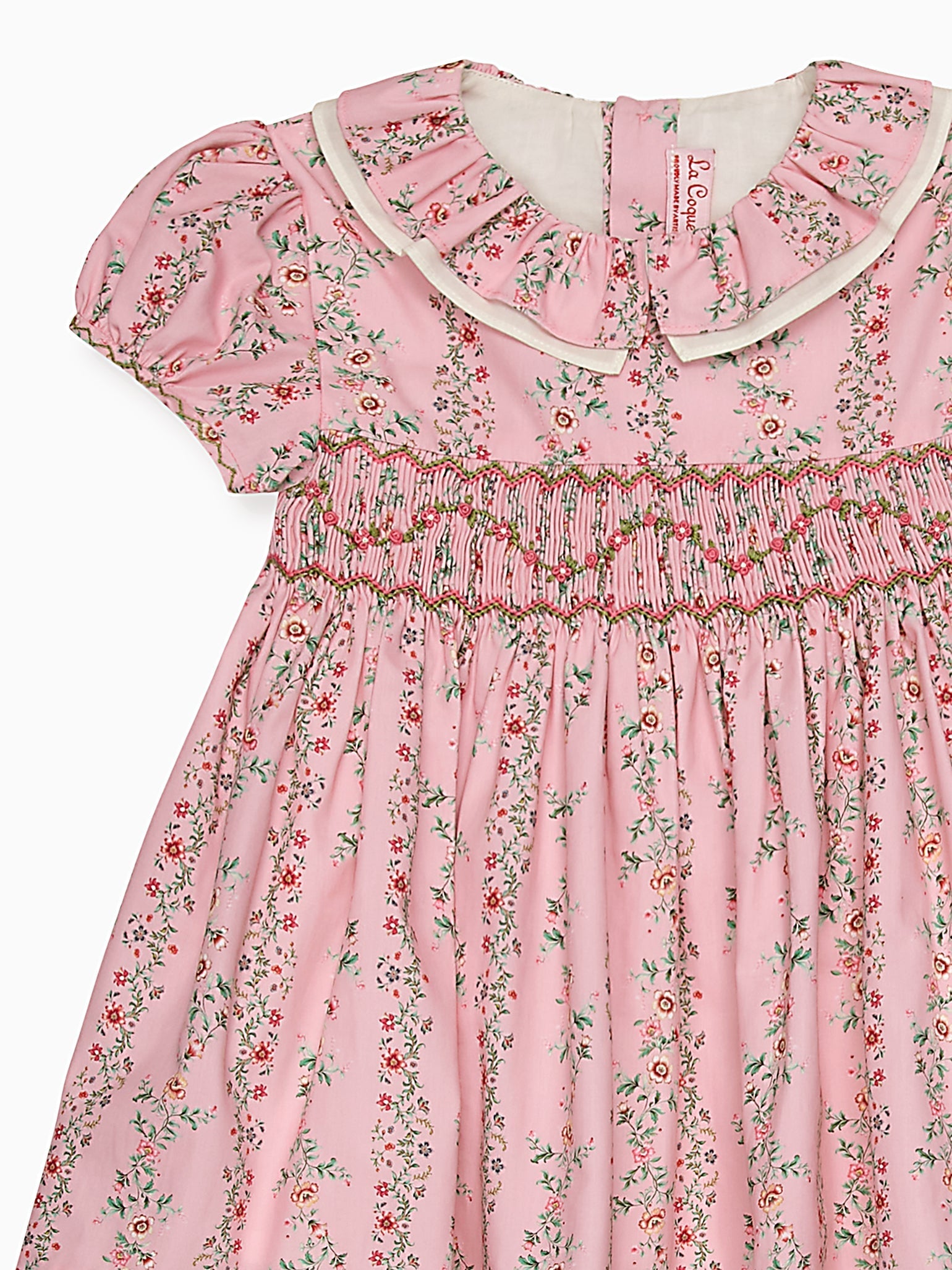 Pink Garland Floral Sara Baby Girl Hand-Smocked Set