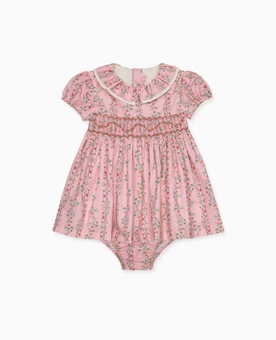 Pink Garland Floral Sara Baby Girl Hand-Smocked Set