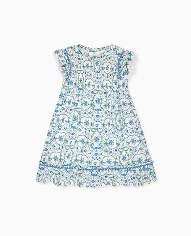 Nicky Hilton x La Coqueta Blue Bow Floral Lily-Grace Girl Empire Dress